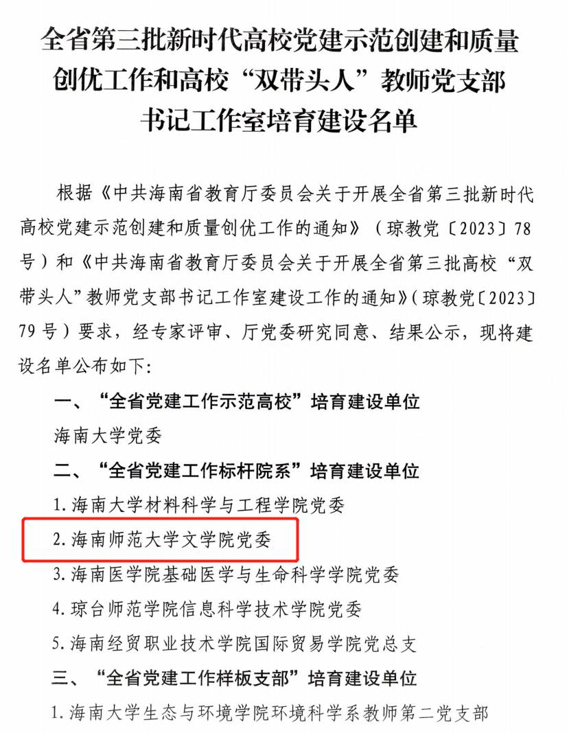 文学院党委获批“全省党建工作标杆院系”培育建设单位